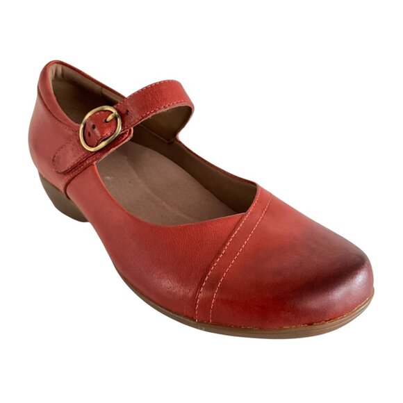 Dansko LINA  Brown Leather Mary Jane Wedge Shoes 39 - Picture 1 of 14